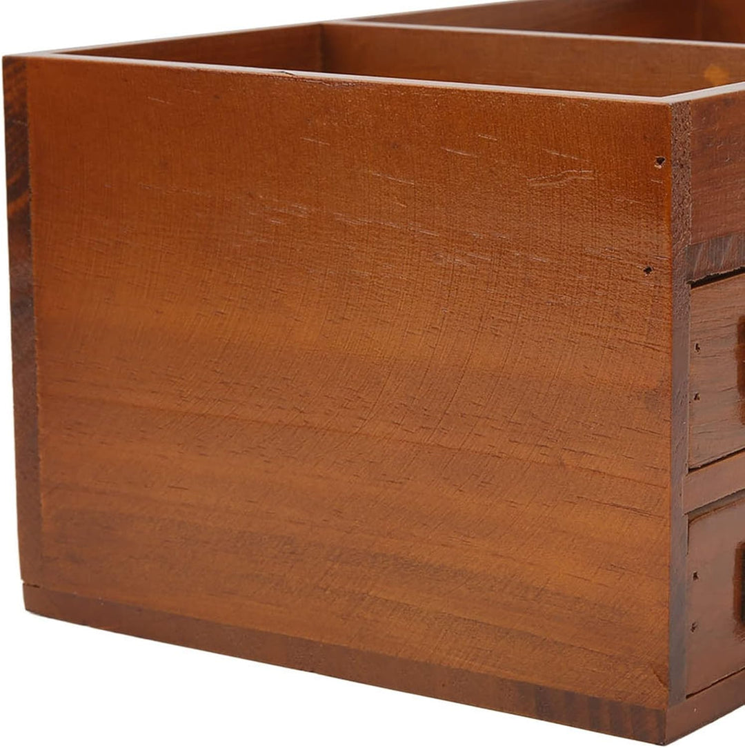 Raguso Schreibtisch Organizer aus Holz, Antik Retro 2 Schubladen Umweltfreundlicher Holz Schubladen