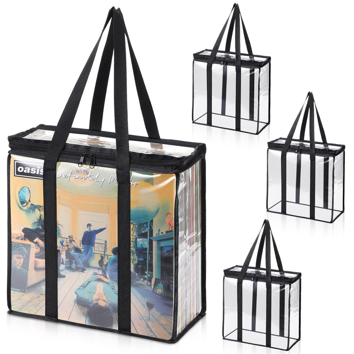 Facmogu 33-U/min-Vinylplatten-Aufbewahrungstasche, durchsichtige PVC-Plattentaschen für Vinyl, fasst