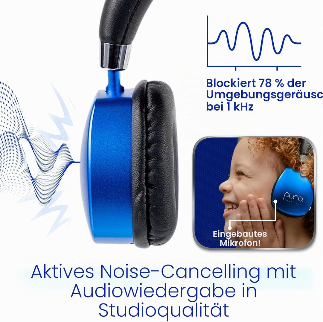 Puro Sound Labs PuroQuiet Plus Lautstärkebegrenzte On-Ear Active Noise Cancelling Bluetooth Kopfhöre