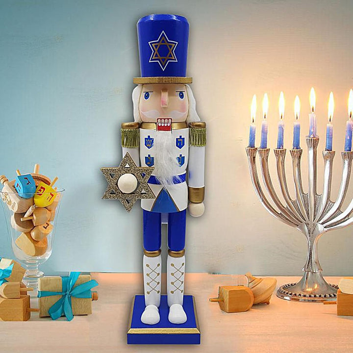 Generisch Nussknacker Figuren - Holz Nussknacker Für Jüdisches Fest - Weiss Blaue Tisch Deko Figur F