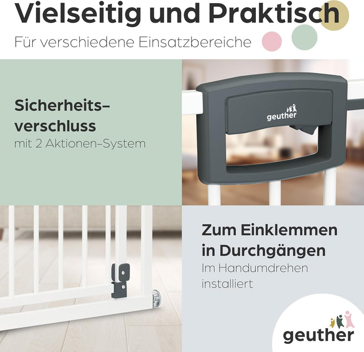 Geuther 4791+ Easylock Plus Türschutzgitter, TÜV/GS zertifiziert, Treppenschutzgitter (68 cm - 76 cm