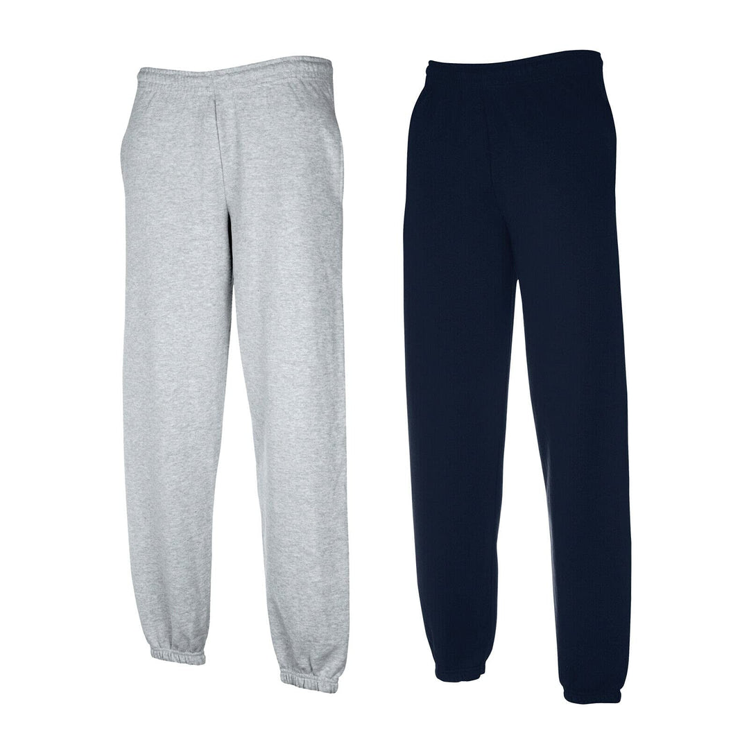 Fruit of the Loom 1er/ 2er Set Jogginghose S-M-L-XL-XXL Herren Jogpants M 1x Grau + 1x Navy Elastisc
