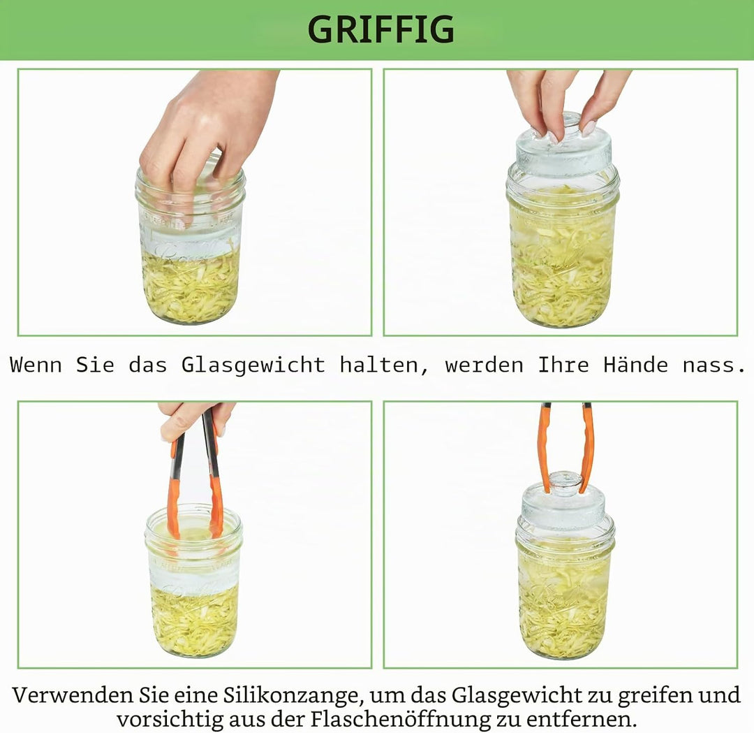 Artcome Gärgewichte aus Glas mit einfachem Griff und einzigartigem Textur-Design für grosse Einmachg