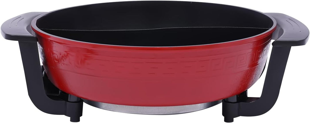 Elektrisch Hotpot Topf Chinesischer Hotpot mit Trennwand,Heizsockel und Deckel 6L 1360W für 6-8 Pers