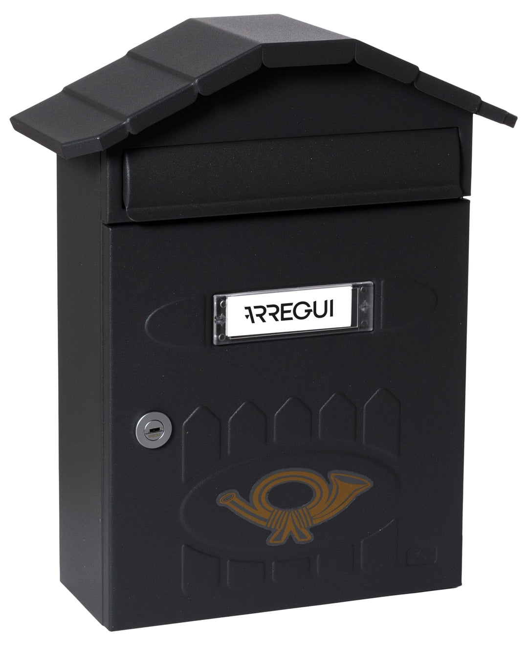 ARREGUI Villa E5004 Individueller Briefkasten aus Stahl, Grösse M (DIN A4), strukturiert schwarz, 36