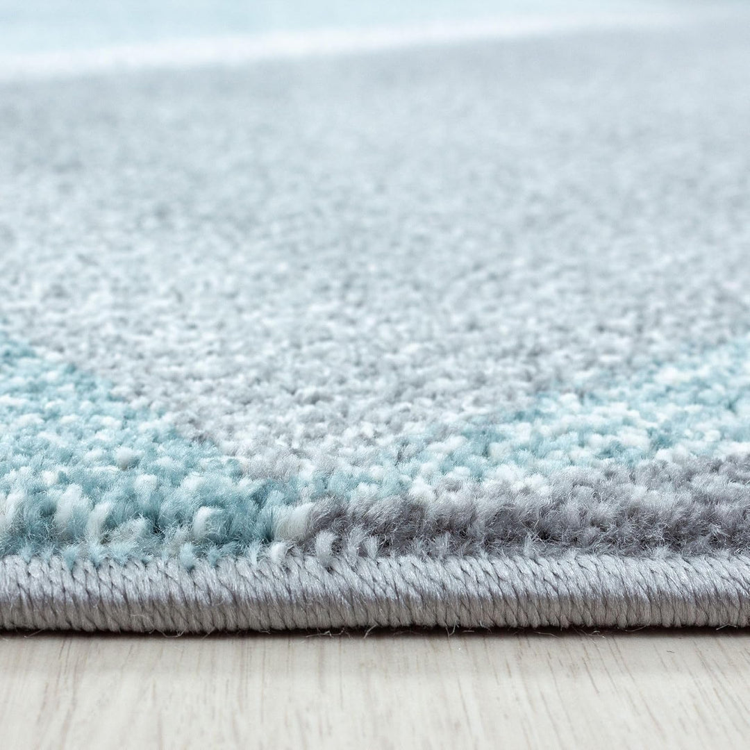 Carpetsale24 Teppich Wohnzimmer Modern Abstrakt Gemustert Blau 160 x 230 cm - Kurzflor Teppich Schla