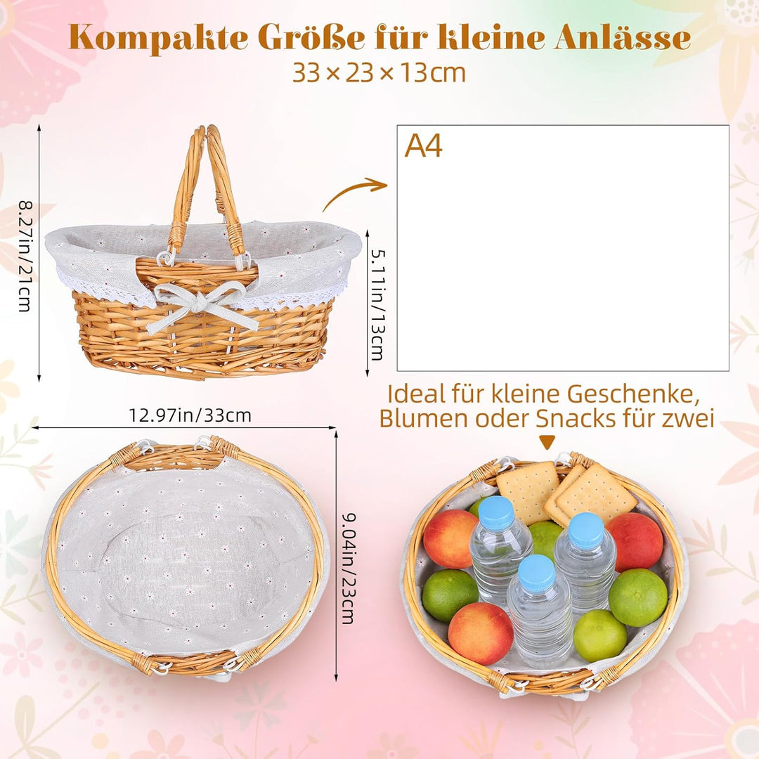 Abaodam Weidenkorb Mit Henkel - Geflochtener Picknickkorb Aus Weide Geflochtene Aufbewahrungskörbe -