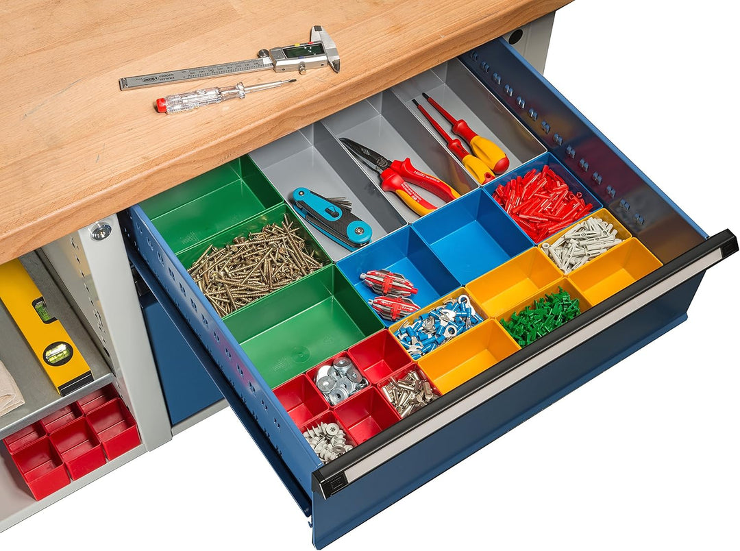 Allit 457370 Schubladen rot/gelb/blau/grün/grau EuroPlus Set 63/22, 450 x 500 x 63mm 450 x 500 x 63m