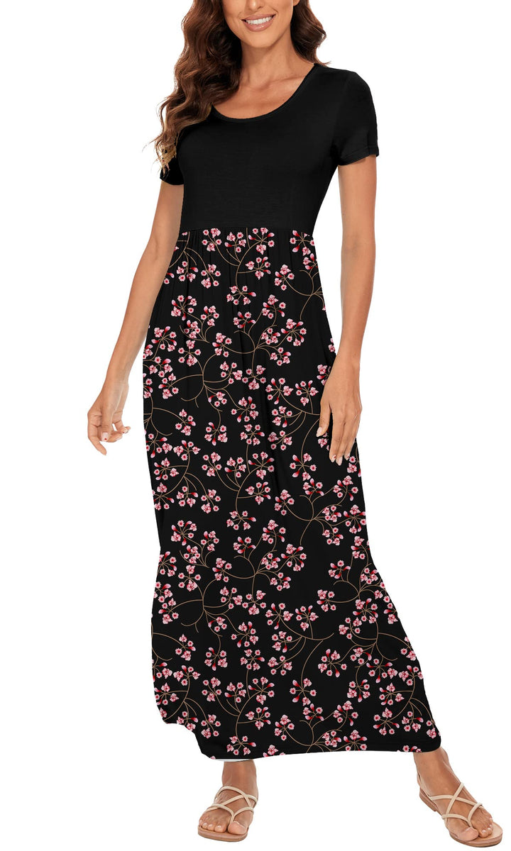 DEARCASE Damen Maxi Kleid Sommer Mutterschaft Casual Langarm/Kurzarm Floral Lose Lange Kleider Plus
