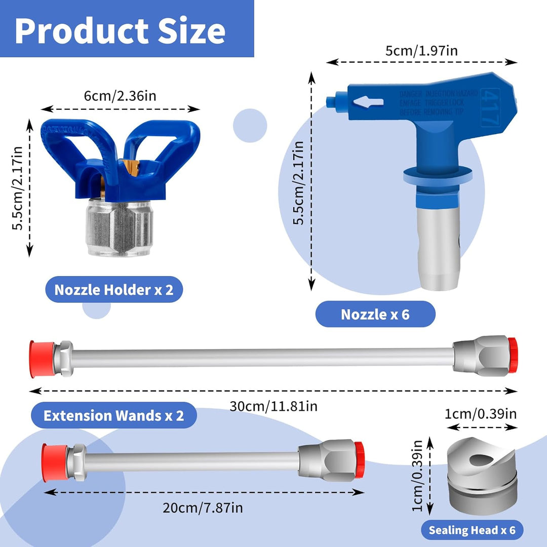 6 Pcs Airless Farbdüsen Set, Reversible Sprühmaschine Spitzen Airless Farbsprühdüse Zubehör Kit für