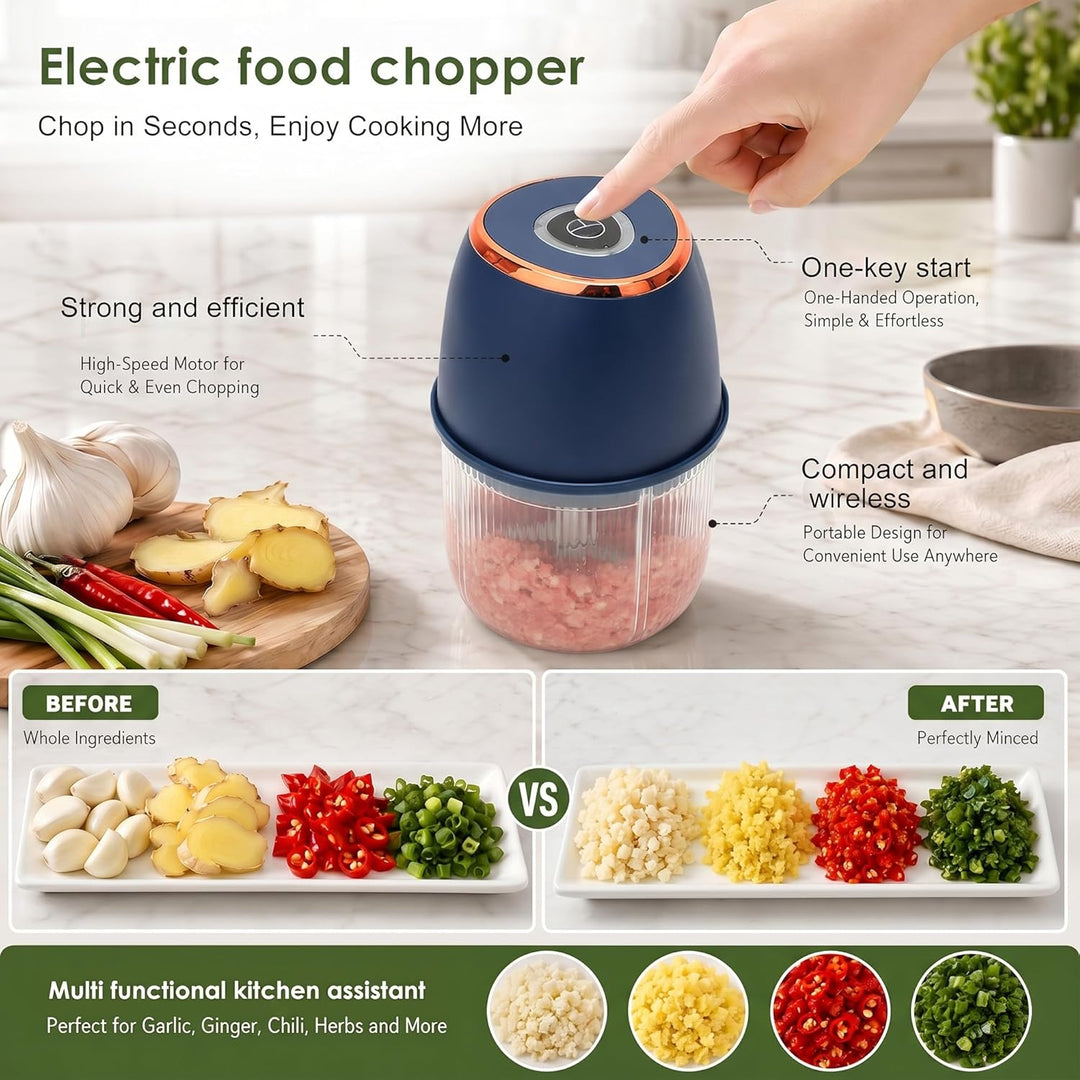 Zerkleinerer Elektrisch 350ml, Gemüsezerkleinerer Zwiebelschneider Elektrisch Multizerkleinerer, USB