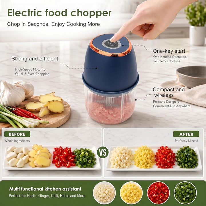 Zerkleinerer Elektrisch 350ml, Gemüsezerkleinerer Zwiebelschneider Elektrisch Multizerkleinerer, USB