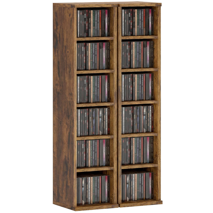 HOMCOM 2er-Set Regalsäulenschrank CD-DVD-Aufbewahrungsschrank 6 + 6 Fächer 21 x 22,5 x 88,5 cm max.