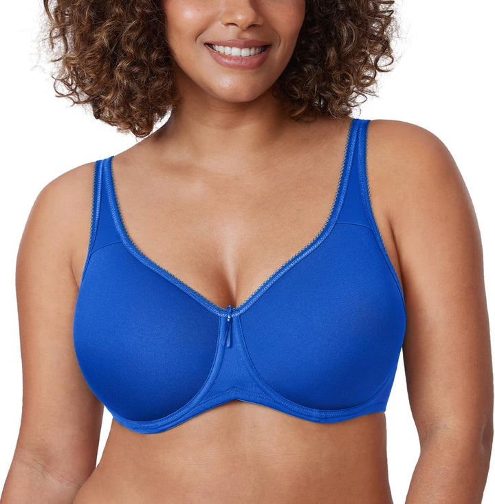 DELIMIRA Damen mit Bügel Nahtlose Vollschalen T-Shirt BH Gepolstert Grosse Grössen 90F Funkelndes Bl