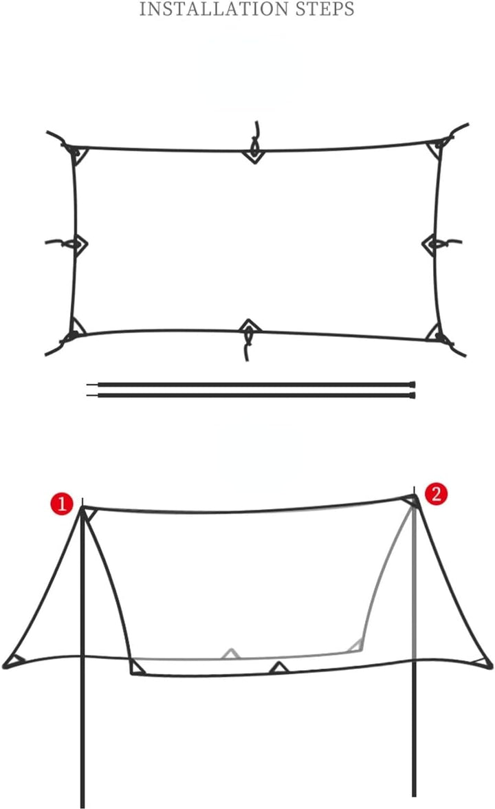 Baogu 3x3m Zeltdach Zeltplane Camping Tarp mit Stützstange, Erdnägeln und Nylonschnur Grass Grün, Gr