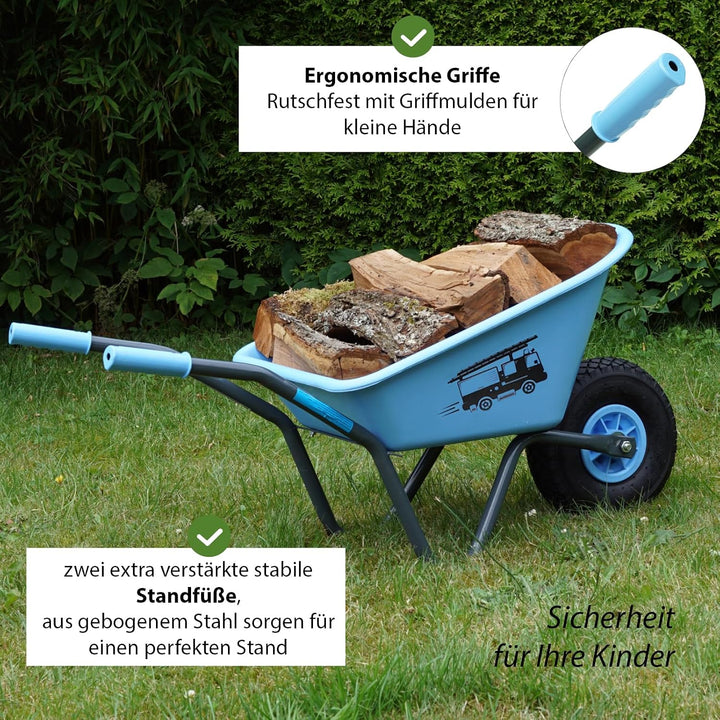 TRUTZHOLM Kinderschubkarre Uni Blau 40 kg Traglast Stahl | 3,6 kg, 40 kg Traglast, Stahl Kunststoff,