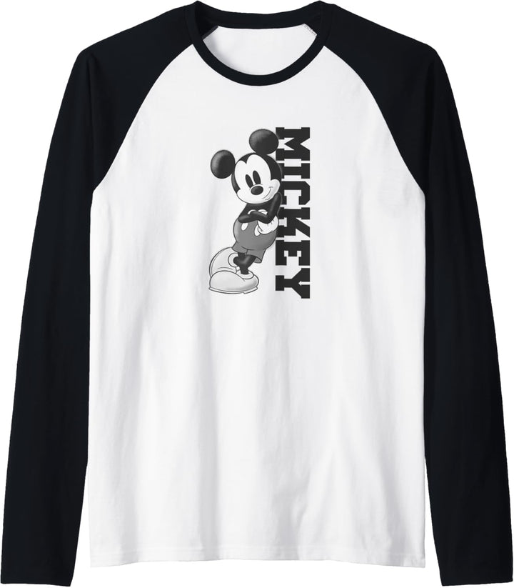 Disney Mickey Mouse Classic Lean On Black Text Raglan