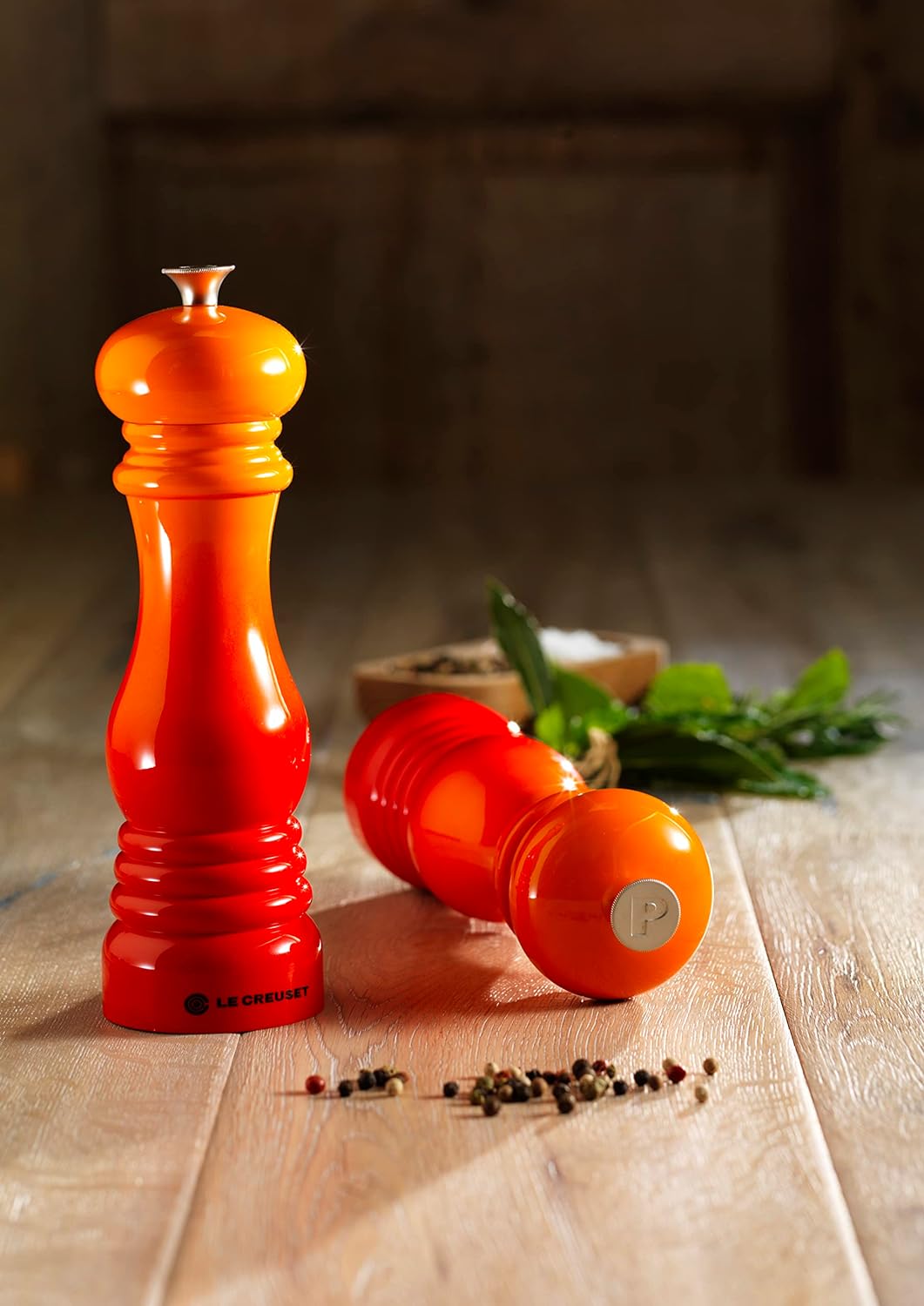 Le Creuset Pfeffermühle, ABS-Kunststoff, 6,2 x 6,2 x 20,8 cm, Keramik-Mahlwerk, Ofenrot, 96001900090