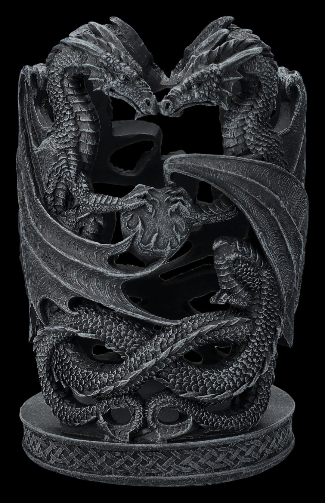 Figuren Shop GmbH Gothic Drachen Flaschenhalter 16 cm - Weinhalter Stumpenkerzenhalter