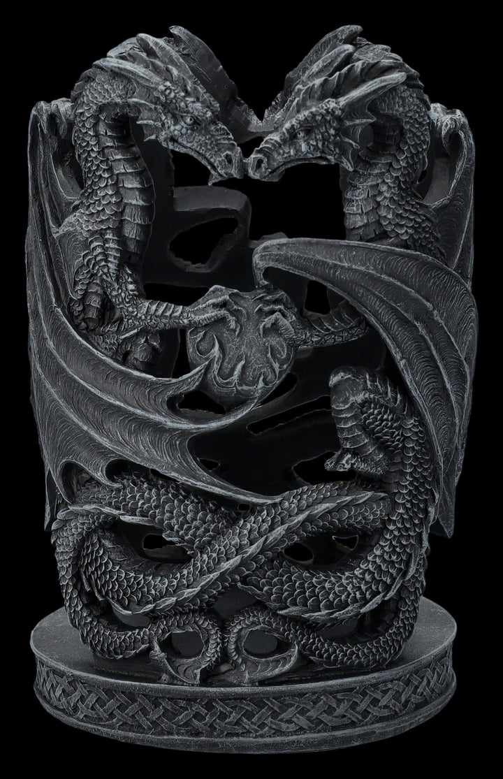 Figuren Shop GmbH Gothic Drachen Flaschenhalter 16 cm - Weinhalter Stumpenkerzenhalter