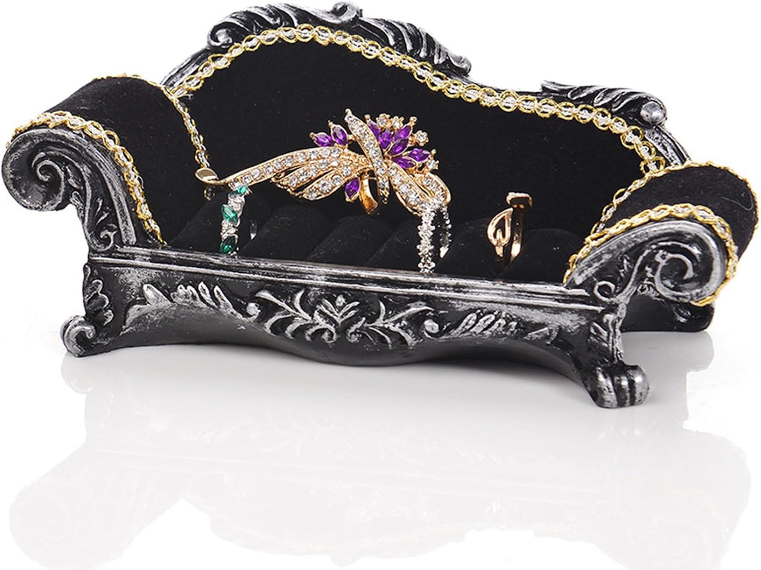 Puppenhausmöbel, Puppenhauscouch, 1:12 schwarzes viktorianisches Sofa, Wohndekoration, Ornament, L,