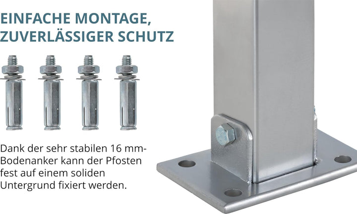 Stagecaptain PPP-70 SR Parkpfosten - Stabile Parkplatzsperre aus Stahl - Galvanisiert und pulverbesc