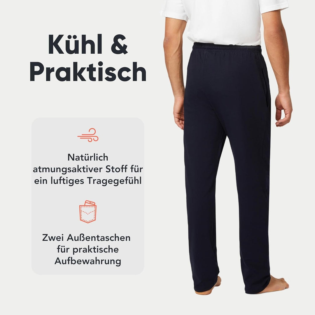FM London 2er-Pack Pyjama für Herren - Leichte Herren-Pyjamahose, Loungewear und Nachtwäsche - Reich