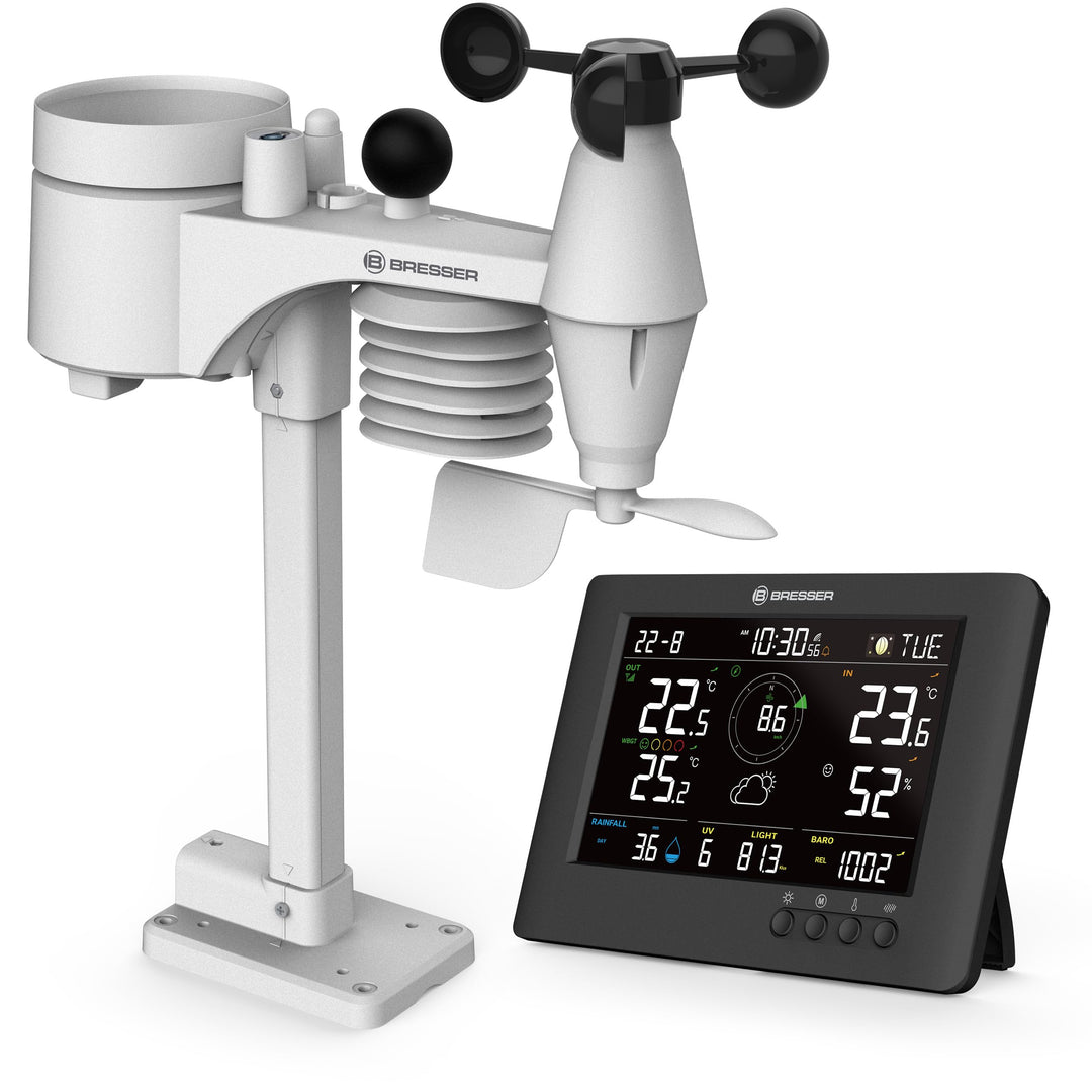 Bresser 8-in-1 ClearViewTB Wetterstation mit Hitzestress-Index, Sensirion-Sensor, 8-in-1-Multisensor