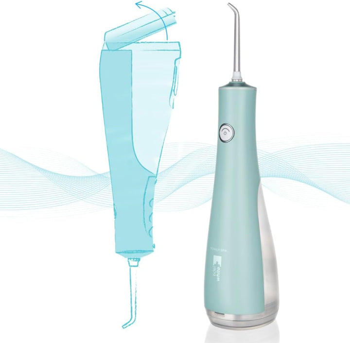 edelwhite Flosserpik Power SPA portable Munddusche mit sehr starkem Akku, 3 Wasserstrahlintensitäten