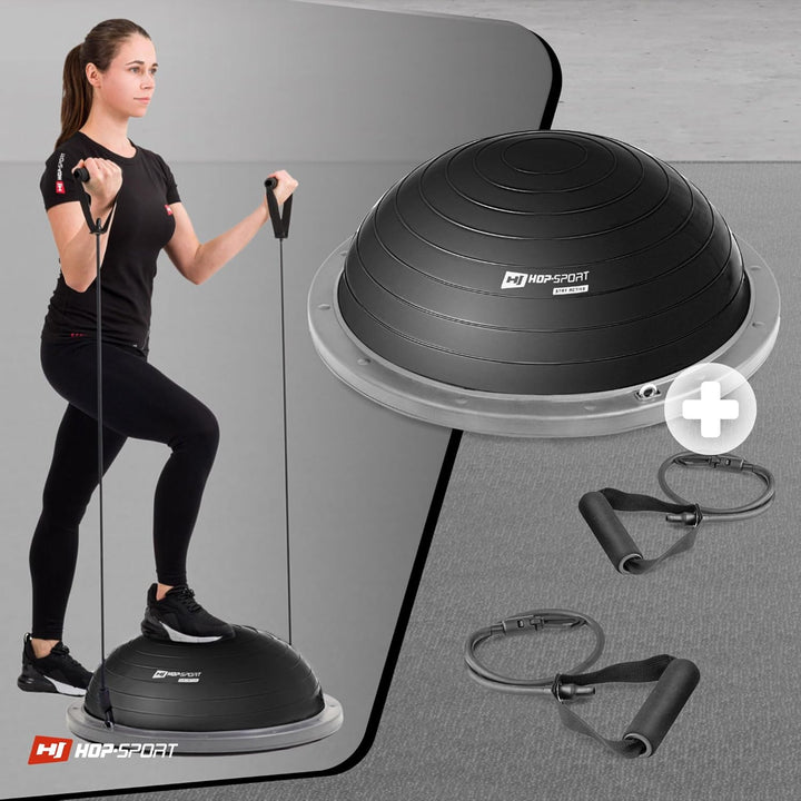 Hop-Sport Balance Ball HS-L058B Balancetrainer Gymnastikball mit Expander & Pumpe für Fitness, Stabi