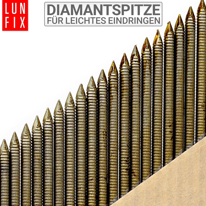 34° Ringschaftnägel 2,8x65 mm aus Stahl unverzinkt, papiergebunden auf Streifen – Packung 4000 Stk.