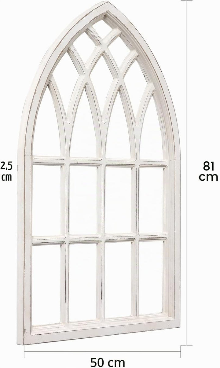 Sintosin Vintage Gewölbte Fensterrahmen Deko Weiss Gross 50x80 cm, Bauernhaus Kathedrale Fensterlade