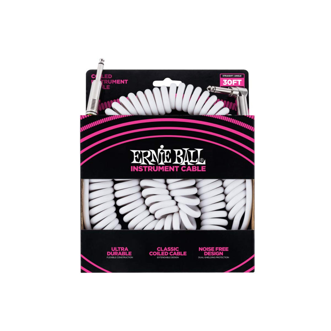 Ernie Ball Spiralkabel, gerade/gewinkelt, 9,14 m, Weiss 9,14 m Weiss, 9,14 m Weiss