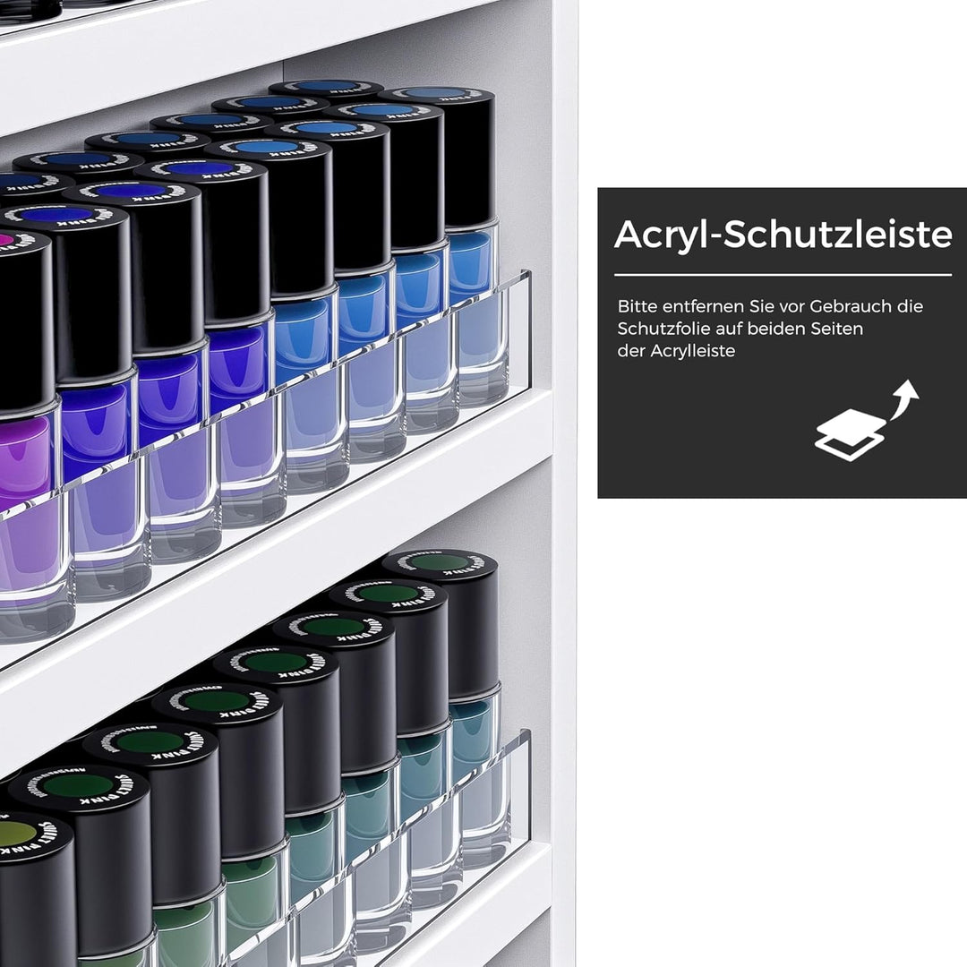 Nagellackregal Wandmontage mit 6 Ebenen, Stabiler Nagellack Organizer aus MDF & Acryl, Wandregal für