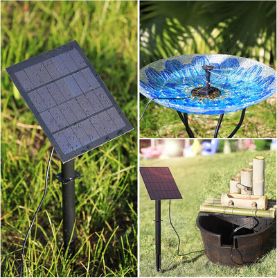 AISITIN DIY Solar Springbrunnen 3.5W, Upgrade Solar Teichpumpe mit 1.5m Wasserleitung und Feste Pfäh