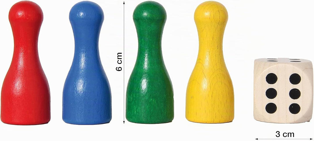 Bartl 108412 Brettspiel Ludo für 6 Personen gross aus Holz XXL Format 50cm x 50cm, Ludo für 6 Person