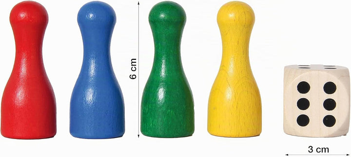 Bartl 108412 Brettspiel Ludo für 6 Personen gross aus Holz XXL Format 50cm x 50cm, Ludo für 6 Person