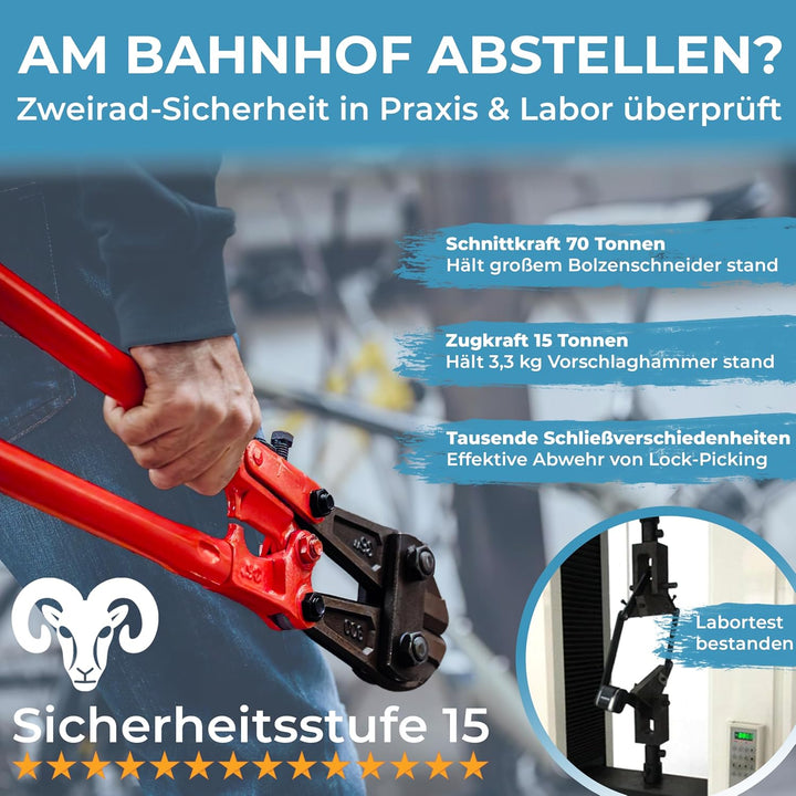Widder Extrem sicheres Faltschloss Fahrrad [Titan-Stahl Level 15] - Fahrradschloss hohe Sicherheit 9