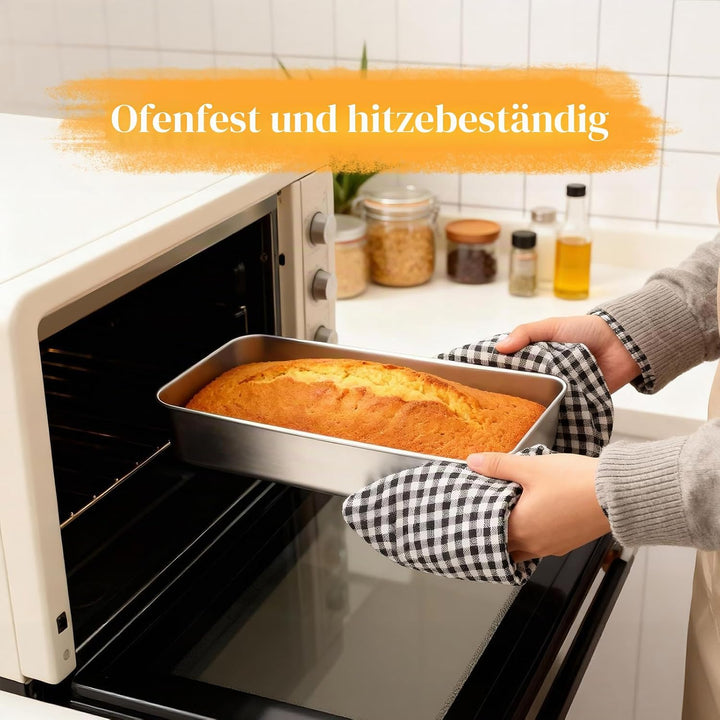 VINATO 2 Stücke Backblech,Edelstahl Backblech Klein Ofenblech,Rechteckig Edelstahlbackbleche für Las