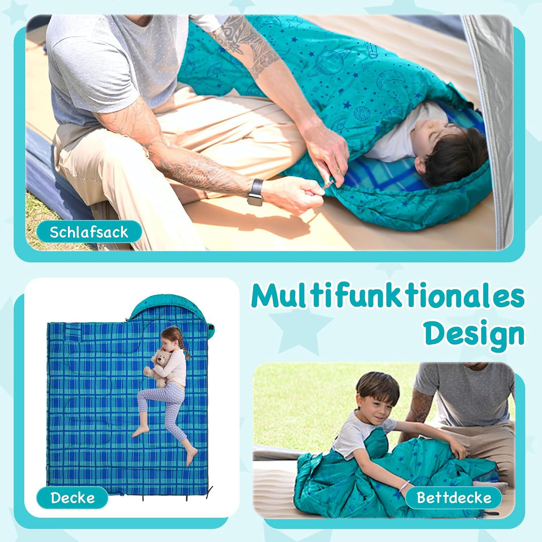 KingCamp Kinderschlafsack Schlafsack Winter Warmer Deckenschlafsack 3-4 Jahreszeiten für Kinder beim