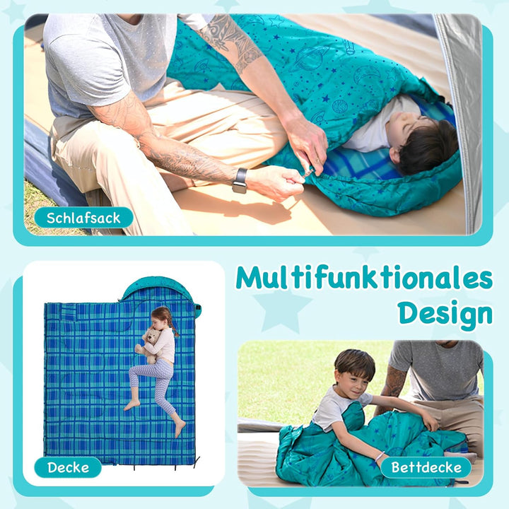 KingCamp Kinderschlafsack Schlafsack Winter Warmer Deckenschlafsack 3-4 Jahreszeiten für Kinder beim