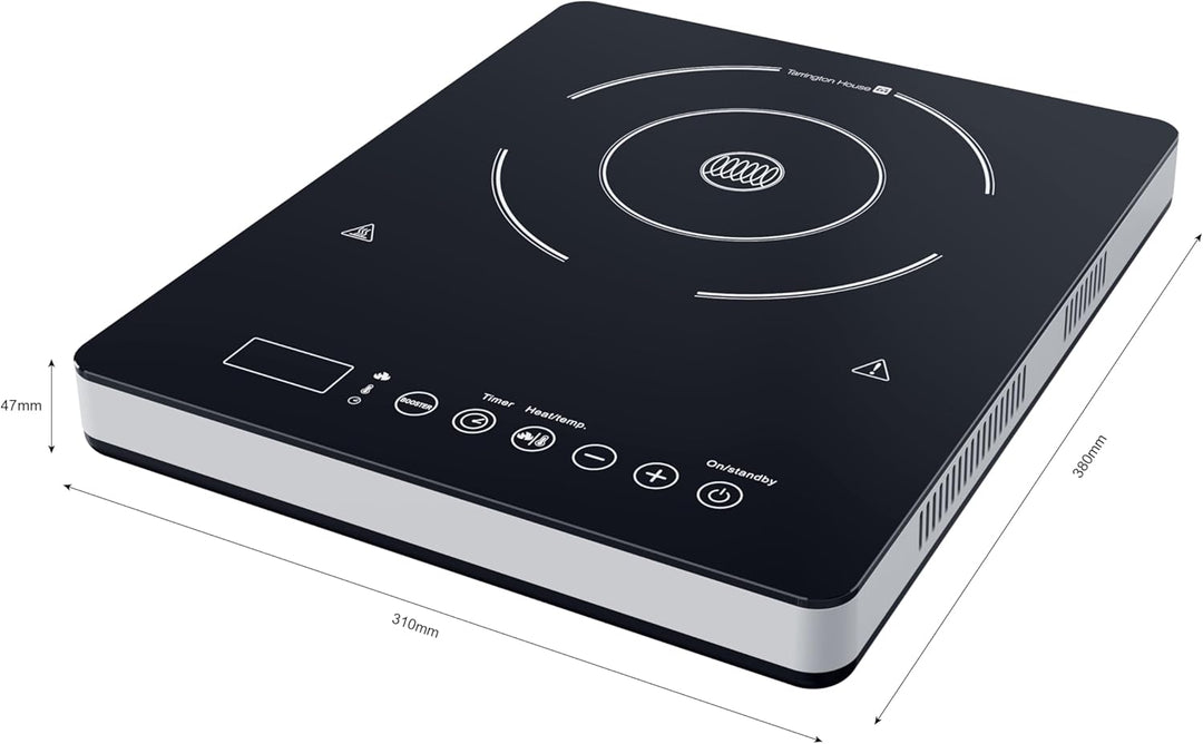 Tarrington House Induktionskochplatte IC2020ABS, mit LED-Anzeige, 31 x 38 x 4,5 cm, 220-240 V, schwa
