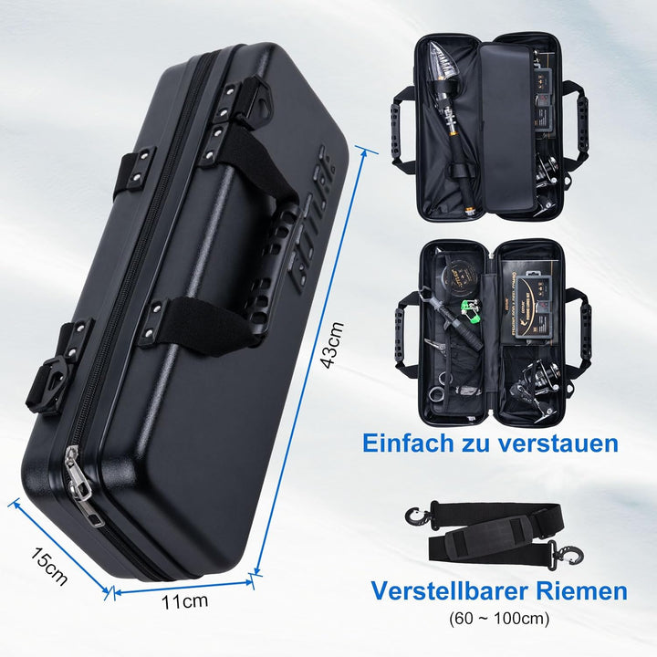 Goture Angelset Komplett (24T Carbon), Teleskop-Brandungsrute aus Kohlefaser & Spinnrolle mit 9+1 ge