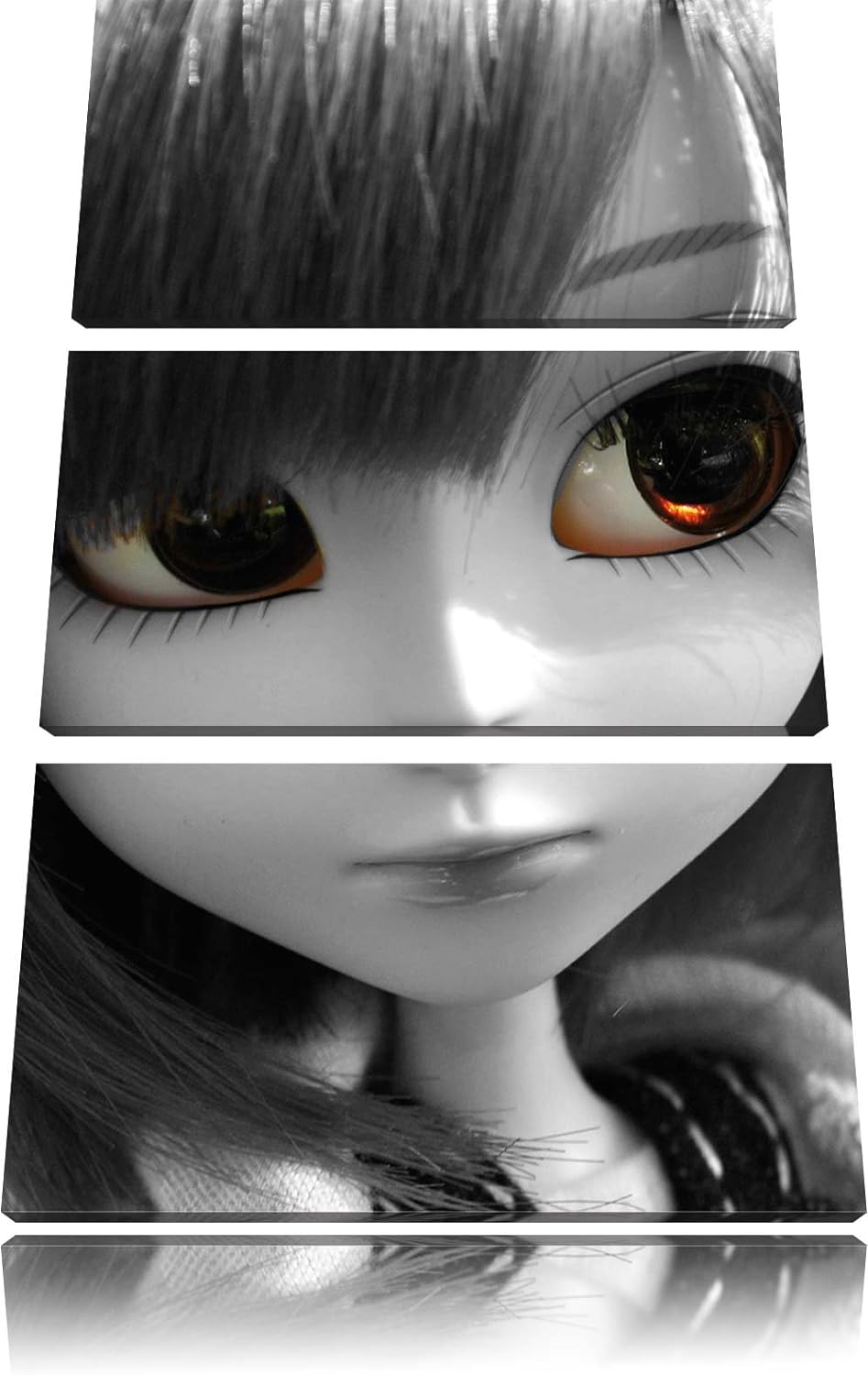 Pixxprint Pullip-Püppchen auf Sommerwiese als Leinwandbild/Grösse: 3 Teilig (120x80) / Wandbild/Kuns