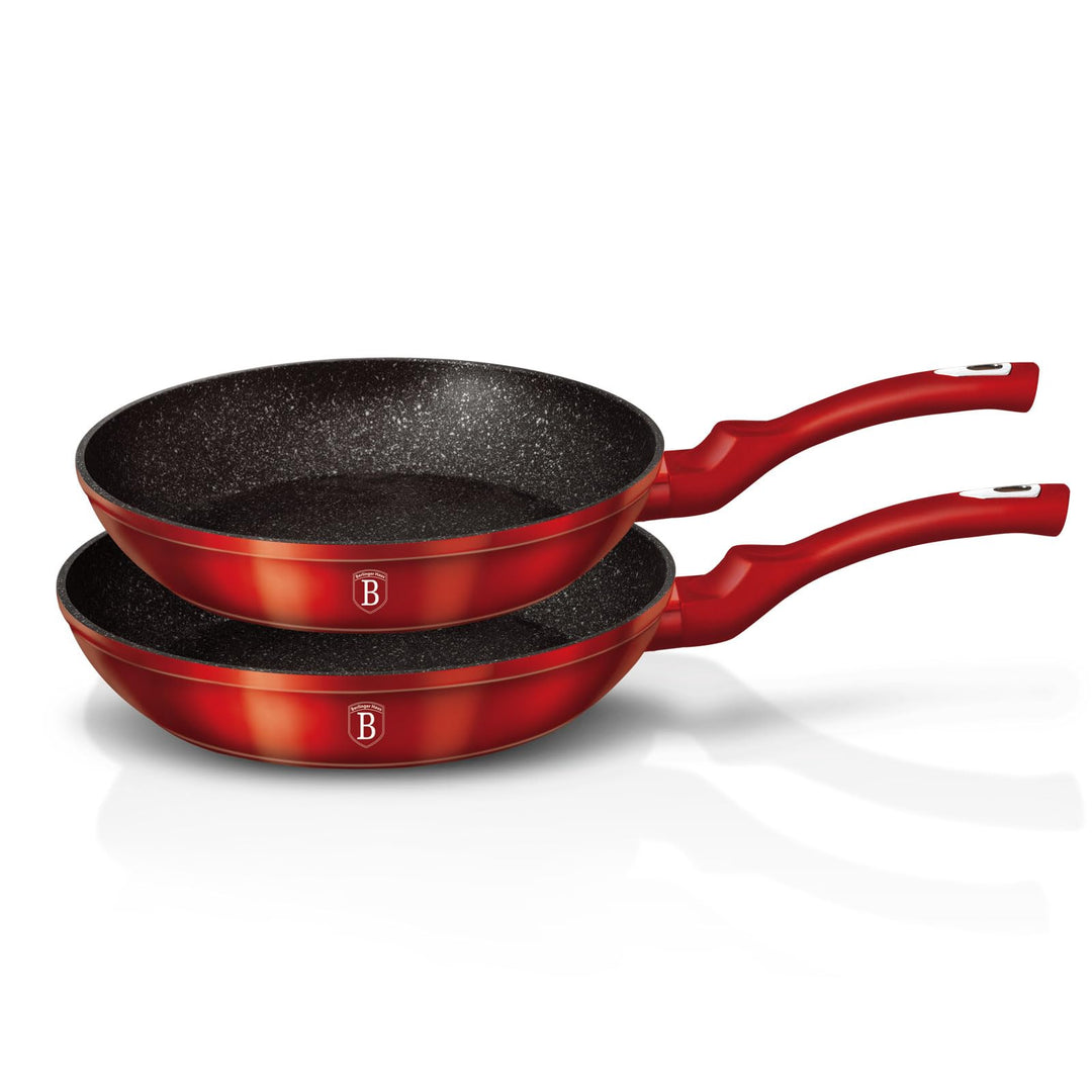 BerlingerHaus Haus Burgundy 2er Set Bratpfannen Induktion 22-26cm, Aluminium, Antihaftbeschichtung Ö