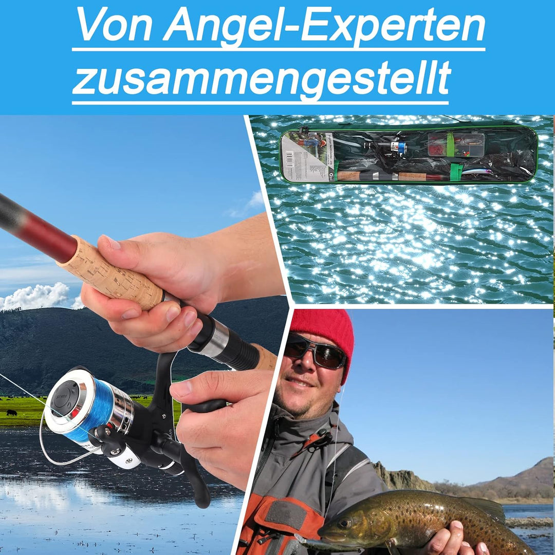 Q-Tac - Angelset Hecht/Zander mit Kescher [Angelfertig montiert & Angelrolle bespult], Angel Set kom