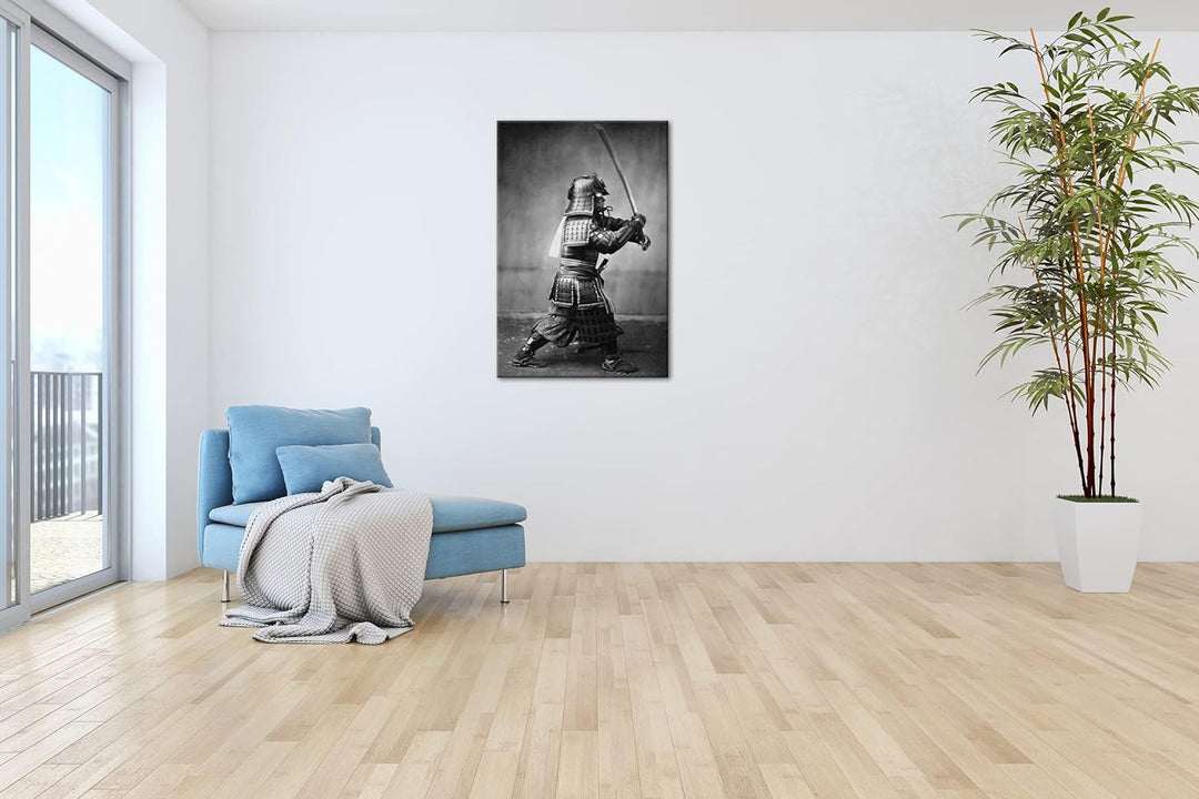 deyoli kampfbereiter Samurai-Krieger Format: 120x80 als Leinwandbild, Motiv fertig gerahmt auf Echth