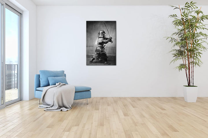 deyoli kampfbereiter Samurai-Krieger Format: 120x80 als Leinwandbild, Motiv fertig gerahmt auf Echth