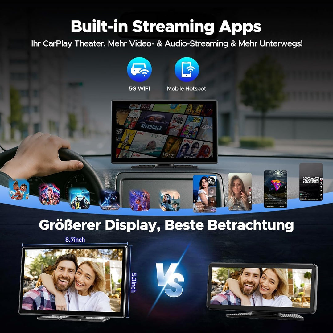 Volam Android Auto Display &Wireless CarPlay Kompatibel mit Net flix/Y0uTube,2026 Aktualisierter Tra
