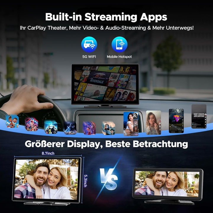 Volam Android Auto Display &Wireless CarPlay Kompatibel mit Net flix/Y0uTube,2026 Aktualisierter Tra
